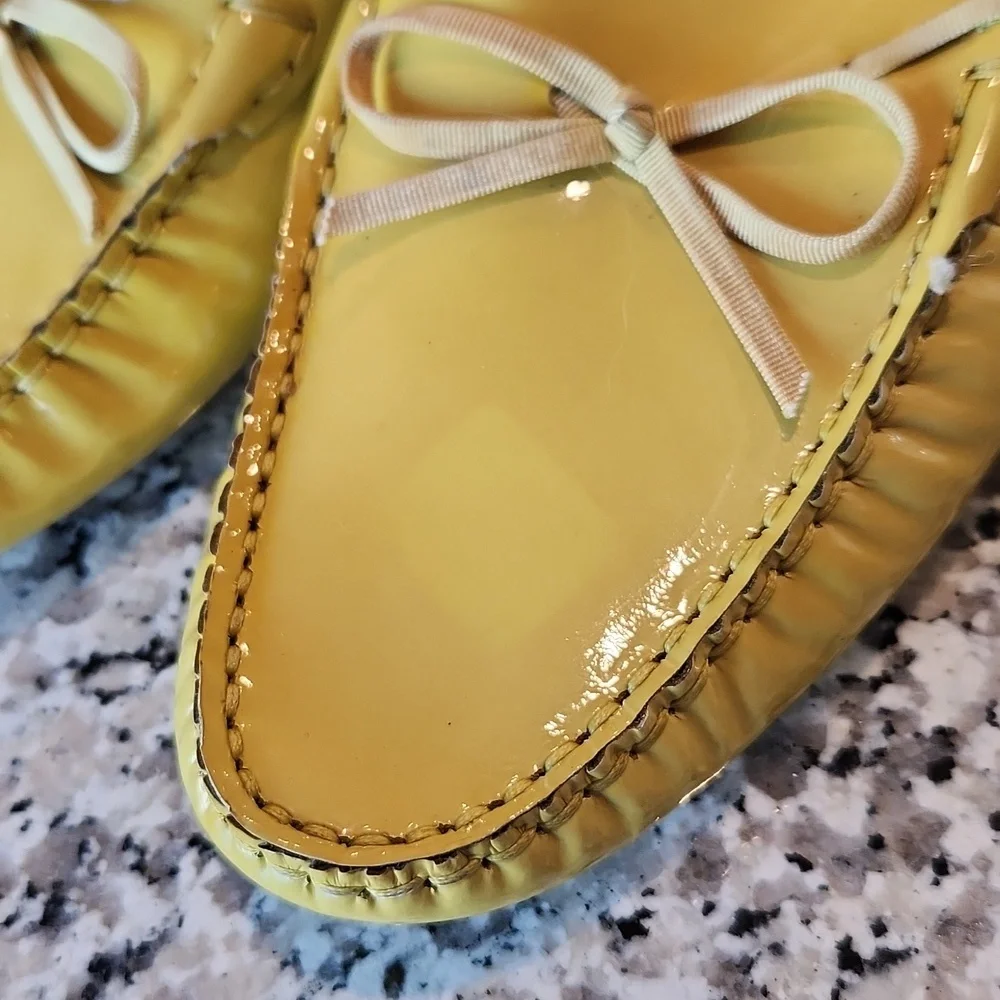Salvatore Ferragamo Yellow Patent Leather Bow Loafers - Picture 8 of 10